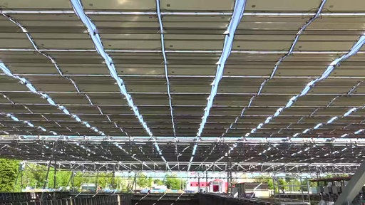 Das Solarfaltdach im Klärwerk-Süd in Düsseldorf