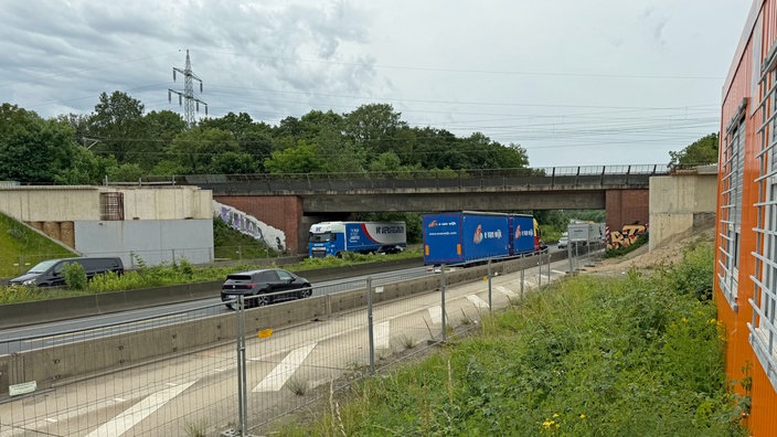 Der verengte Bereich der Baustelle an der Anschlussstelle Königsdorf