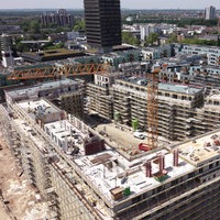 Eine Luftaufnahme von der Baustelle "Die Welle" im Kölner Süden. 