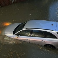 Maurice Kleffners Audi A4 40 tdi, wie er am 4. Mai in den Fluten der Berbomstiege versinkt.