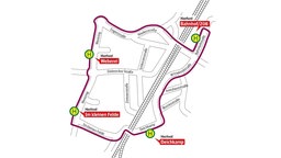 Ein Straßenplan der Route der autonomen Busse