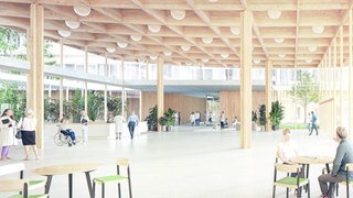 Das Krankenhaus-Foyer in Espelkamp, wie es sich die Planer von "Ludes Architekten - Ingenieure" vorstellen
