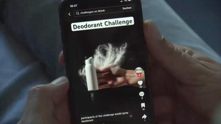 Ein Beitrag zu der Deodorant-Challenge auf einem Smartphone.