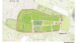 Lageplan des geplanten Trainingsgeländes in Monheim