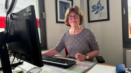 Frau sitzt vor dem Computer 