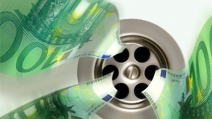 Abfluss mit 100 € Geldscheinen
