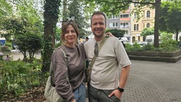 Links: Christiane, rechts: Sven, Anwohnende am Brüsseler Platz