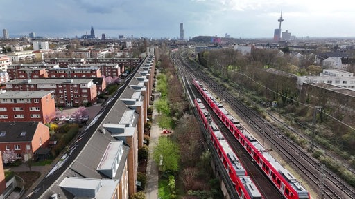 Siedlung in Köln-Nippes von oben