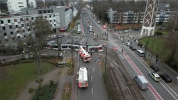 Zerstörte Rheinbahnen nach einem Unfall