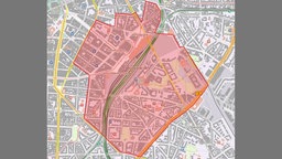 Karte der Umgebung rund um den Düsseldorfer Hauptbahnhof