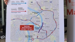 Während der Sperrung des Düsseldorfere Rheinufertunnels gibt es Ausweichrouten in der Stadt 