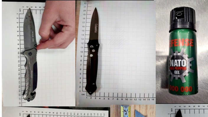 Bilder von gefährlichen Gegenständen und Waffen
