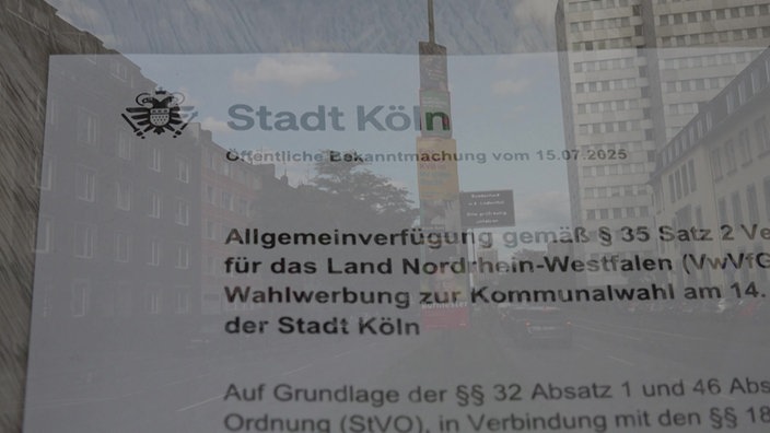 Ausschnitt der Verfügung dder Stadt Köln