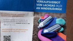 Das Bild zeigt einen Flyer zum Thema Verkaufsverbot von Lachgas.