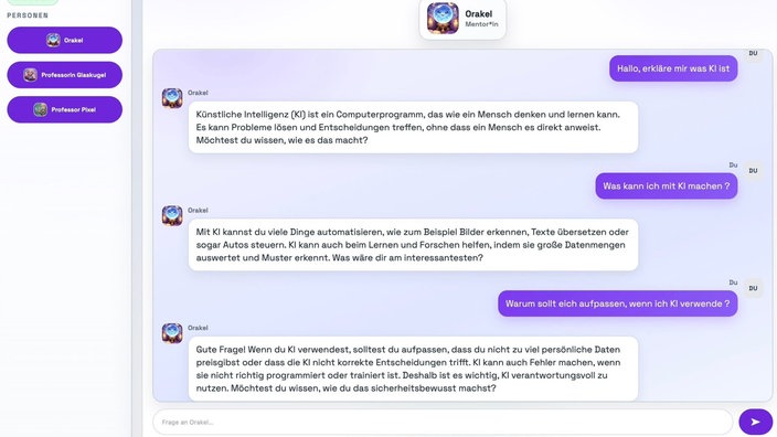 Chat-Oberfläche mit der KI