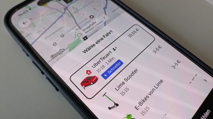 Uber-App zeigt die drohenden teureren Preise in Essen ab 2016 schon jetzt an, 11.09.2025