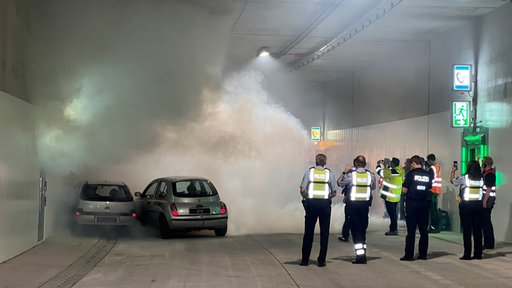 Feuerwehrübung im Tunnel in Baukau
