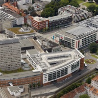Luftbild der Innenstadt von Hagen mit der Volme Galerie.