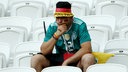 Fan mit Deutschlandhut auf der Tribüne enttäuscht nach Spielende FIFA WM 2018