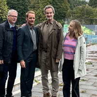 von links: WDR-Redakteur Frank Tönsmann, Schauspieler Stefan Konarske, Hauptdarsteller Jörg Hartmann, Produzentin Katrin Kühn