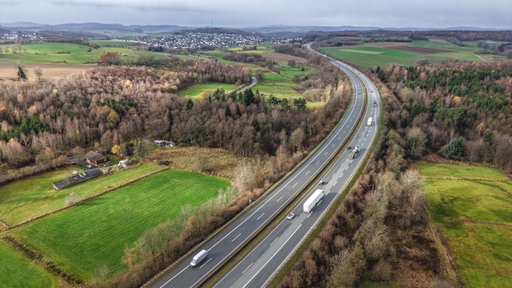 Blick auf die Autobahn 45 in der Nähe von Olpe.