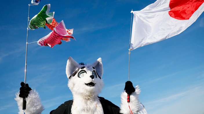 Jakob aus Jülich ist als japanischer Polarfuchs zum Japan-Tag gekommen