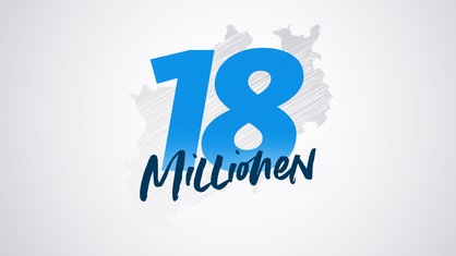 Schriftzug 18 Millionen vor NRW-Karte