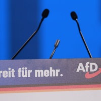 Rednerpult am AfD Parteitag