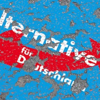 Logo der AfD auf einen Boden gesprayed