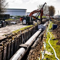 Arbeiten zur Verlegung einer CO2-Pipeline in Rotterdam