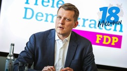 Henning Höne, FDP-Landesvorsitzender von Nordrhein-Westfalen, spricht im Rahmen eines Pressegesprächs. 