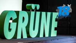 Logo der Grünen auf einem NRW-Parteitreffen