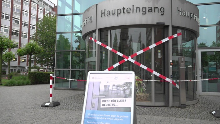 Zu sehen ist der Klinikprotest am St Franziskus Hospital Münster