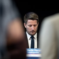 AfD-Landesvorsitzender Martin Vincentz zu Beginn des Landesparteitags in Marl