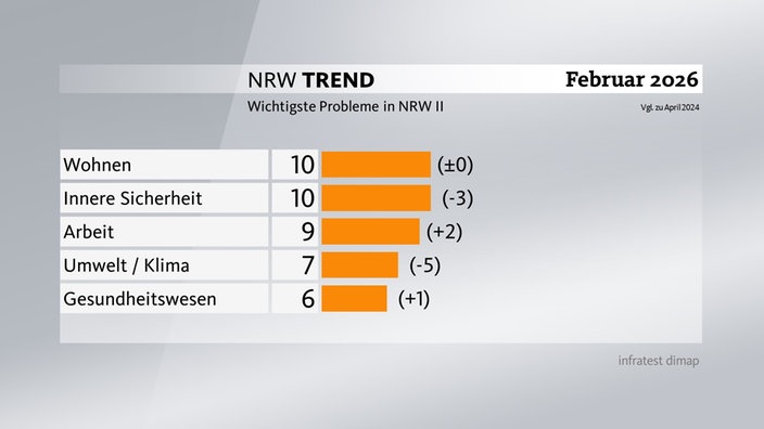 Grafik zum NRW-Trend - Wichtigste Probleme in NRW (6-10)