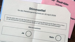 Stimmzettel zum Olympia-Bürgerentscheid in Köln