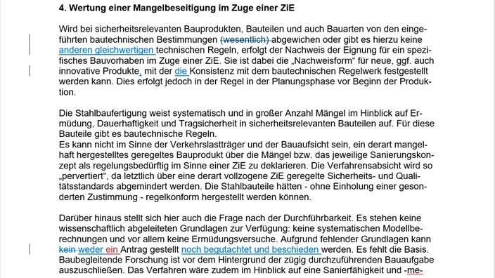 Auszug aus der Stellungnahme des Sachverständigen