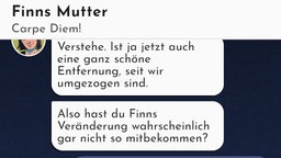 Ein Chat von Finns Mutter aus dem Mobile Game "Wer ist Bilal?"