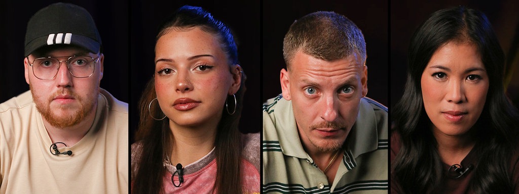 Eine Bildcollage von Felix Lobrecht, Zarbex, Nina Chuba und Mai