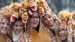 Eine Gruppe Giraffen beim Kölner Karneval