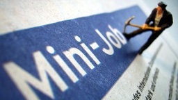 Schrift Mini-Job mit Arbeiter