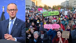 Mehrere tausend Menschen protestieren nach der Aussage von Bundeskanzler Friedrich Merz zum Thema Migration als Problem im Stadtbild unter dem Motto Brandmauer hoch! 
