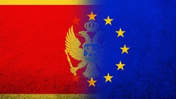 Die Flaggen von Montenegro und der EU