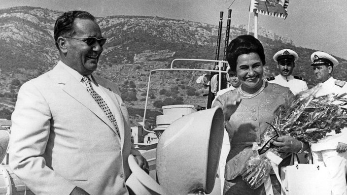 Josip Broz Tito i Jovanka Broz na brodu Galeb