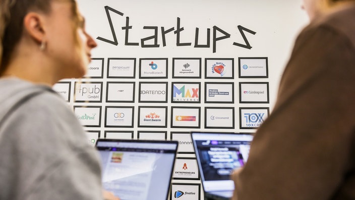 Startups Symbolbild - Tafel mit  Namen von mehrere Start-ups