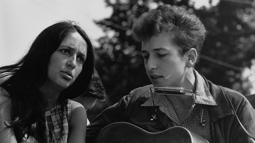 Joan Baez und Bob Dylan bei Martin Luther Kings Marsch auf Washington (Archivbild vom 28.08.1963)