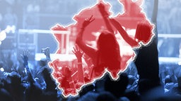 Eine NRW-Silouhette vor begeistertem Konzertpublikum