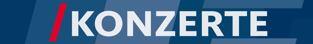 Konzertpublikum jubelt vor der Bühne. Auf dem Foto der Schriftzug: "Konzerte"