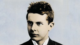 Porträt-Fotographie mit spätererer Kolorierung des jungen Béla Bartók.