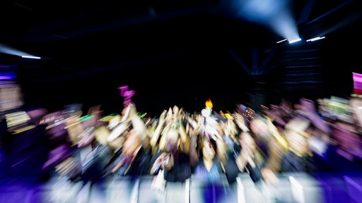 Fans feiern auf einem Musikfestival.